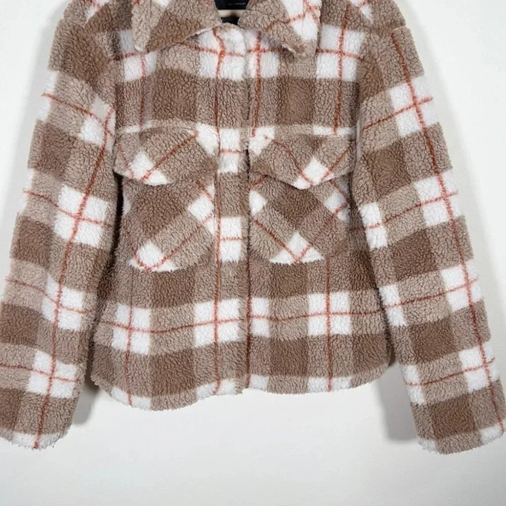7 For All Mankind Brown Teddy Crop Jacket - Picture 5 of 15